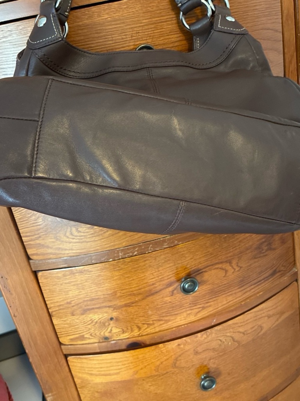Coach F15075 large soho chocolate brown leather hobo shoulder bag 3 compartment - Picture 7 of 8